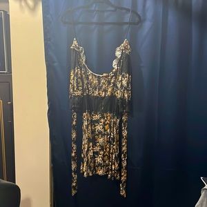 Free People Blouse, size 4, black, orange, cream, white